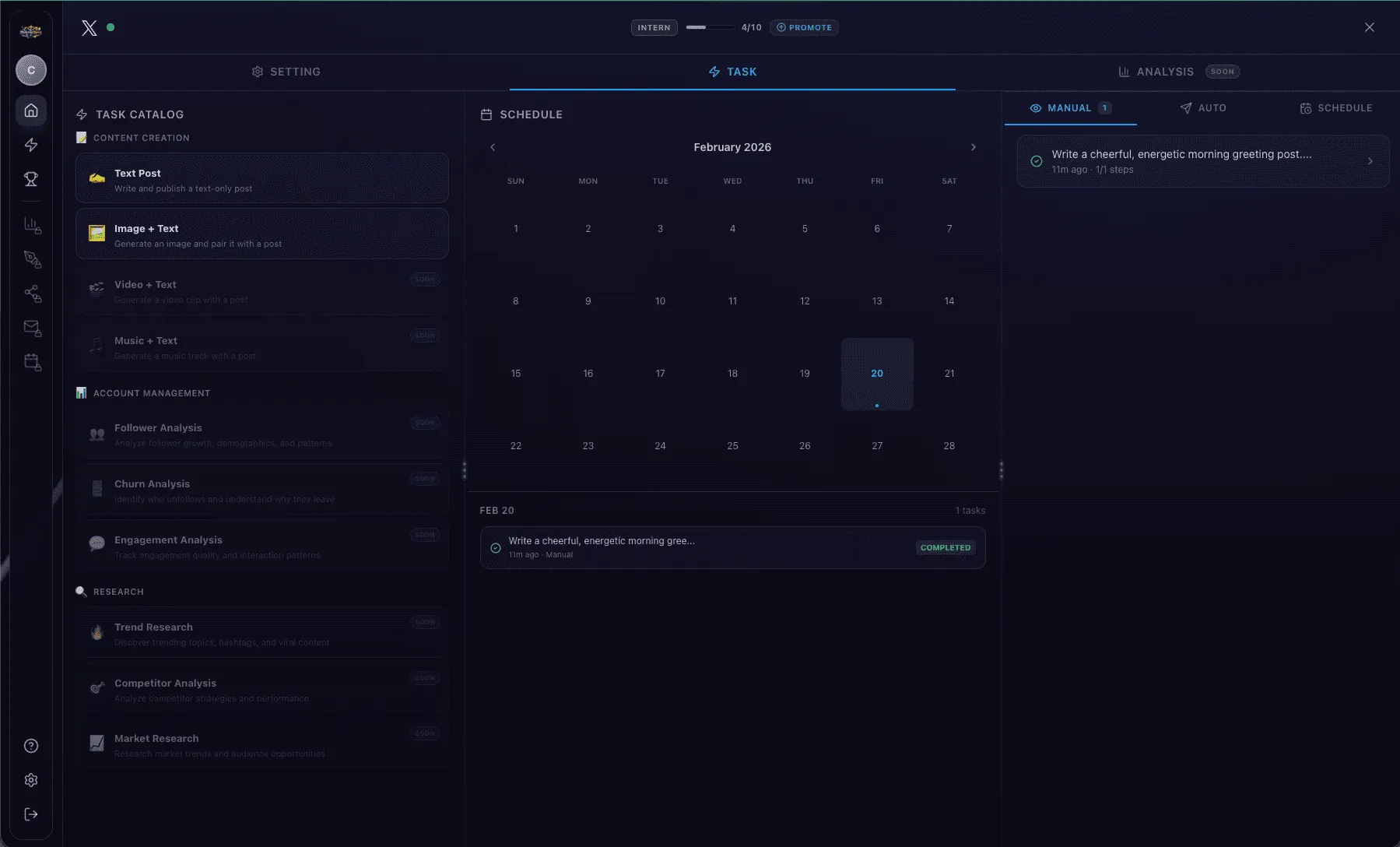 Agent task and calendar view